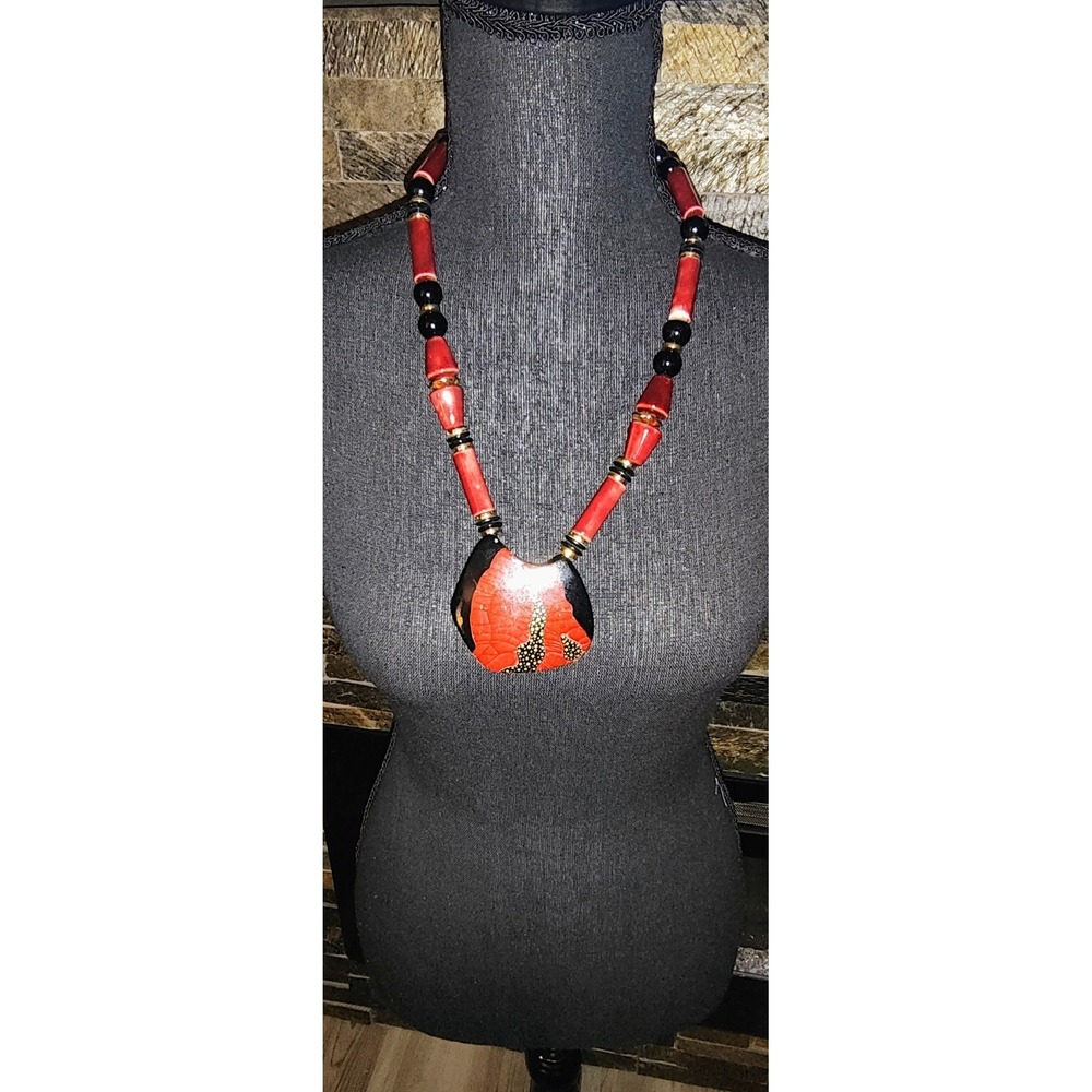 14" Red Black Jasper Gold Bead  Gold Circle Clasp